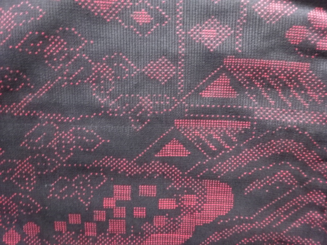 JAPANESE KIMONO / ANTIQUE KIMONO / SILK / DORO OSHIMA TSUMUGI (5 maruki) / WOVEN LEAVES